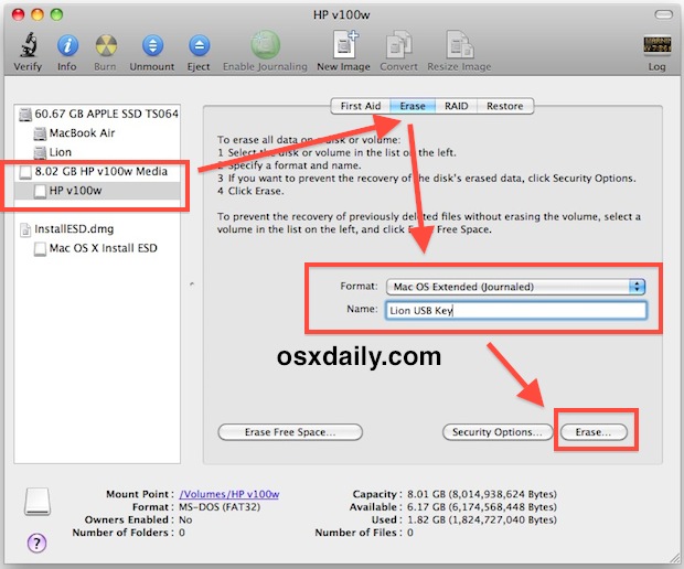 disk utility format flash for mac and pc